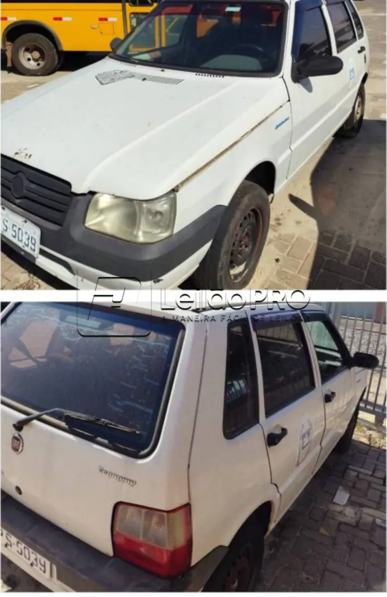 LOTE 003 - Um veículo Fiat Uno Mille, cor branca, ano/modelo 2009/2010