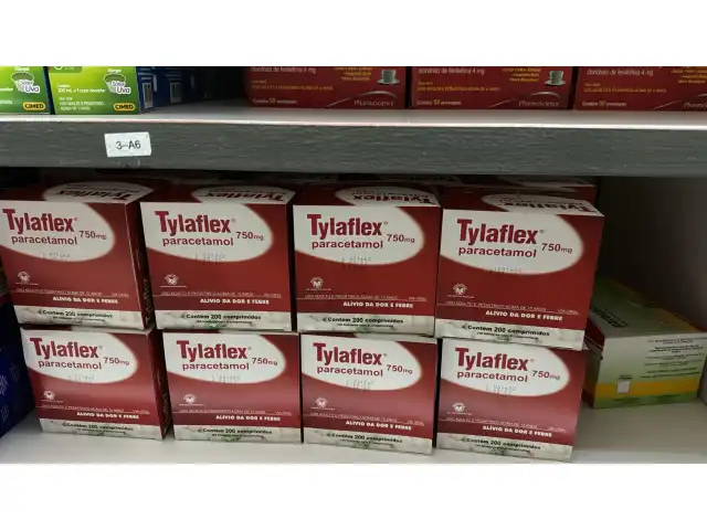 167 caixas do medicamento Paracetamol Tylaflex 750mg com 200 comprimidos cada.