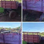 LOTE 017 - Carreta agrícola de madeira cor vermelha, Codigo de patrimônio, 30992