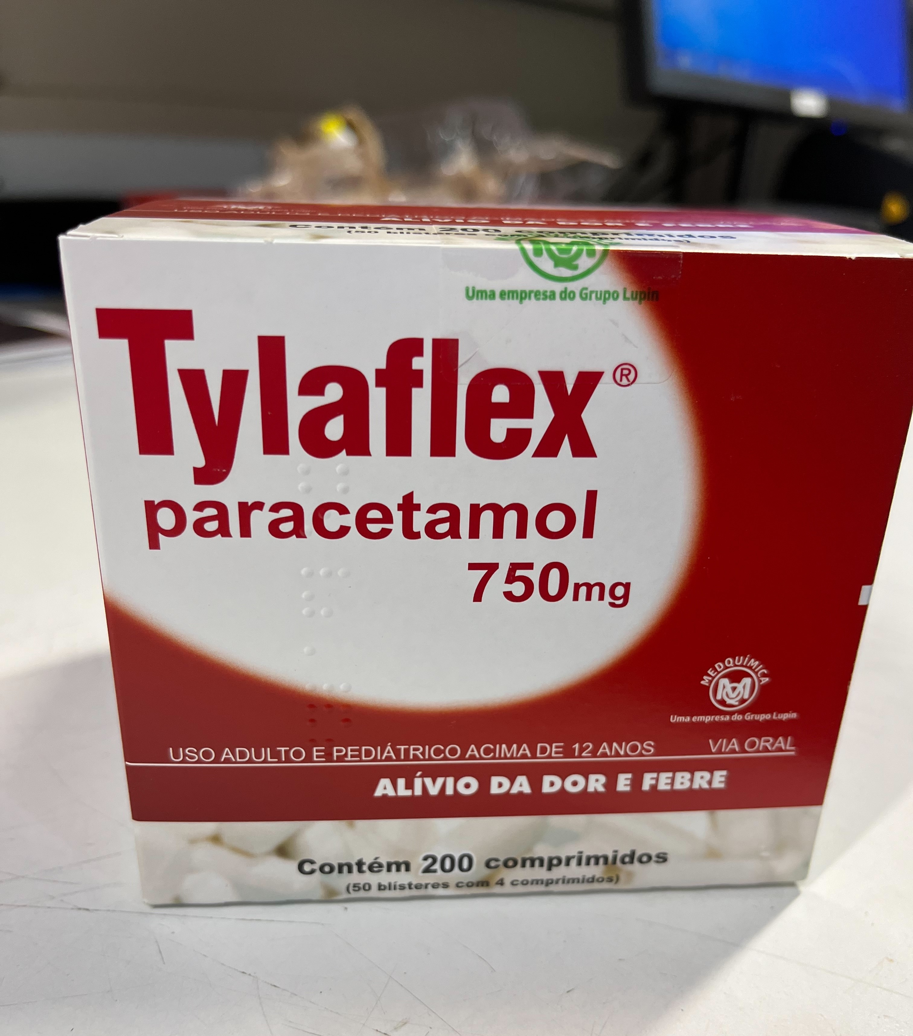 Leilão de 190 caixas Tylaflex Paracetamol 750mg (50 envelopes x 04 comprimidos cada caixa)